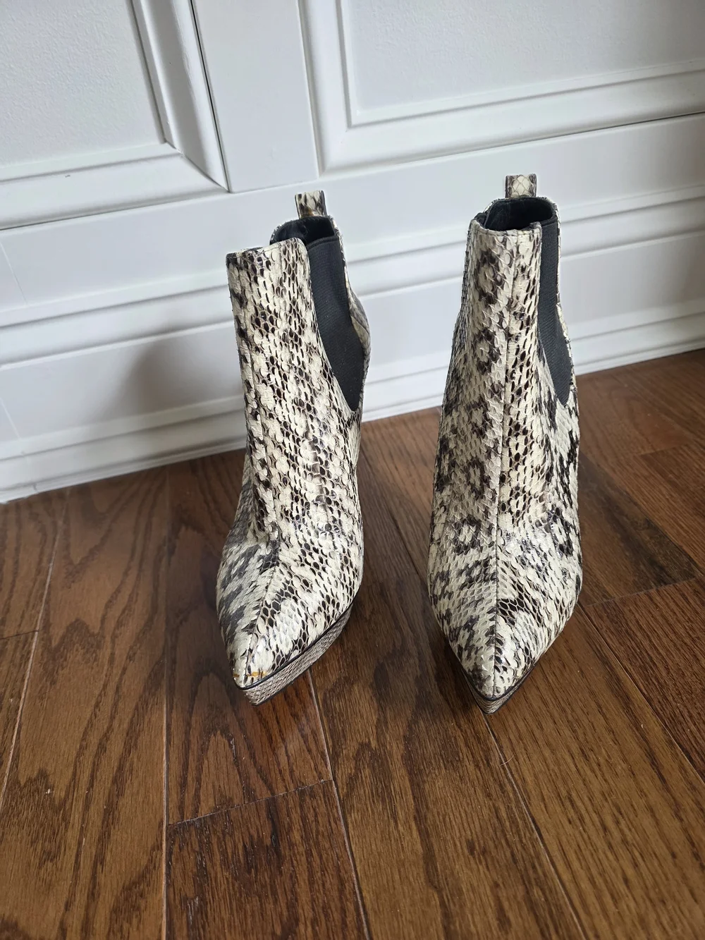 Michael Kors Collection Snake-Print Stiletto Ankle Boots - Black & Cream - Picture 2 of 6